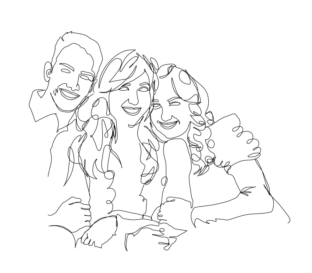 Single line drawing of family by Allie Traxler